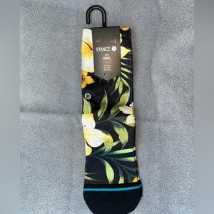 Stance Black & Yellow Floral Casual Socks sz Youth L NWT